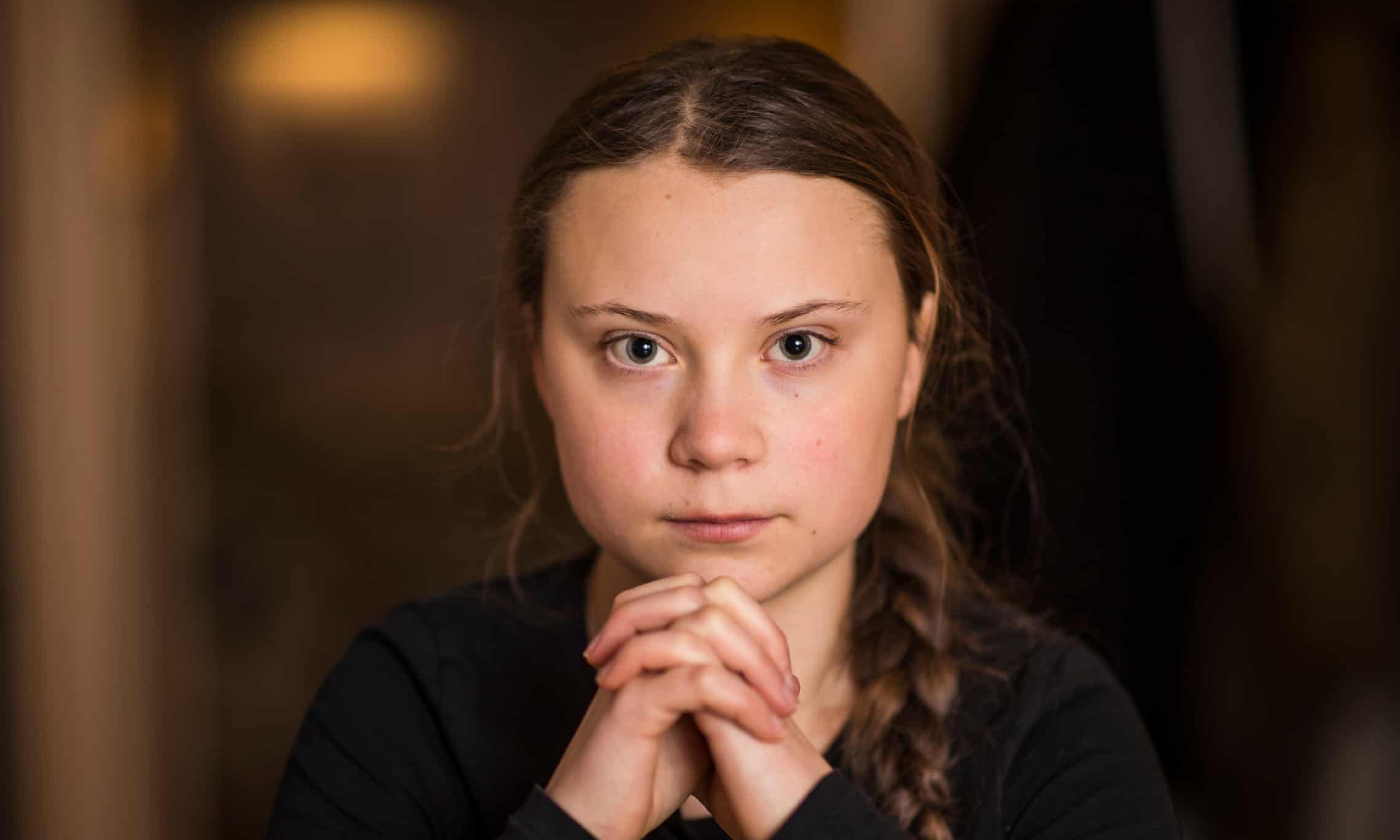 Greta Thunberg activist for climate change. a young voice for safeguarding nature in a world that is failing us